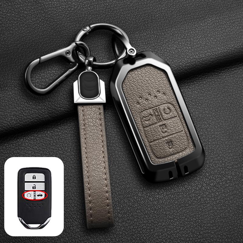 Zinc Alloy Leather Car Key Cover Shell Case for Honda Civic CRV HRV Accord Pilot Fit Freed Vezel Odyssey 2018 - 2022 Accessories
