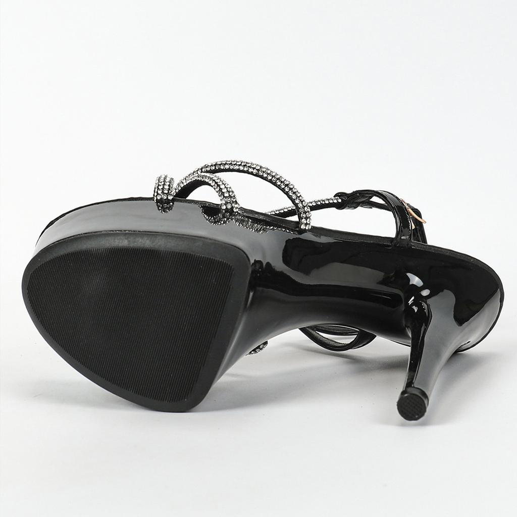 Sexy Red Women's Sandals 15cm Slim Heel Crystal Slim Heel Transparent Car Model Music Festival LFD-8661-B5