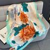 Spring Summer Autumn Sun Protection New Silk Satin Printed Scarf Women Thin Shawl Silk Imitation Trendy Scarves Poncho