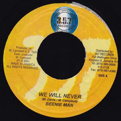 7-дюймовая пластинка BEENIE MAN - We Will Never none 357 Records 2005 Ямайка Регги, Ска и Даб Б/у