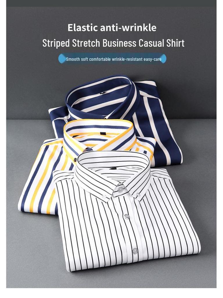 Мужская стрейчевая деловая рубашка: Полосатый с длинным или коротким рукавом, коллекция весна/лето