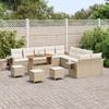 VidaXL Ensemble de canapé de jardin 14 pcs Beige polyrotin, Canapé modulable pour jardin et terrasse, résistant aux UV, 3363761
