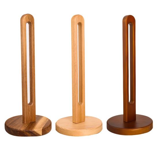 Деревянный держатель для бумажных полотенец с устойчивым основанием, нескользящая конструкция, простая установка, держатель для рулонов бумаги на кухне, стойка для хранения