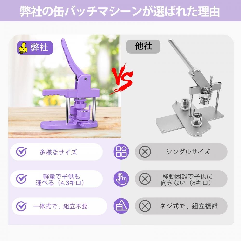 [600 Pieces Badge Material Included] Can Badge Machine, 25mm, 32mm, 58mm Base, 3 Sizes, Can Badge Maker, Interchangeable Base, Badge Making Machine, D