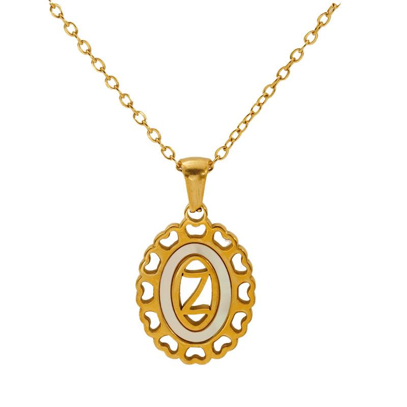 Titanium steel love hollow letter pendant female versatile fashion simple oval letter necklace female