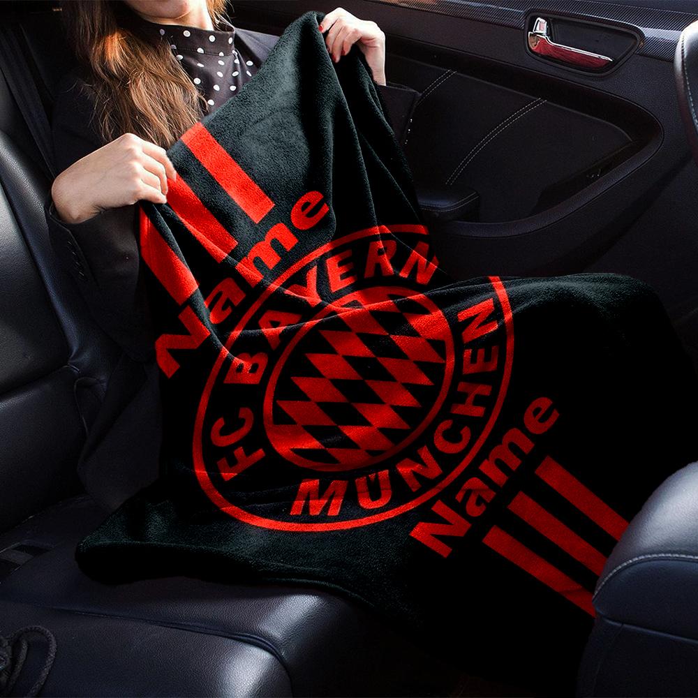 Custom Name FC Bayern München Theme Printed Blanket - Perfect for Couch, Bed, Travel & Outdoor Use | Machine Washable, Cozy & Durable.