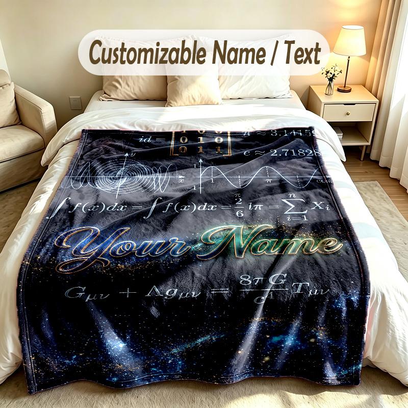 Space Cosmic Theme Custom Blanket Personalized Name & Text Customized Soft Warm Throw Blanket Home Decor