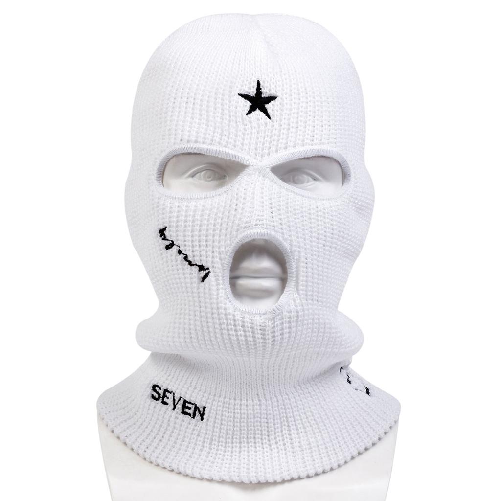 Осенне-зимняя шапка-балаклава с вышитыми буквами, модная ветрозащитная и морозостойкая шапка-пуловер, спортивная кепка для катания на лыжах, теплые шапки-бини