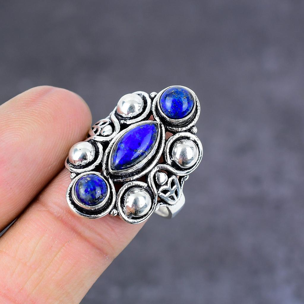 Lapis Lazuli Handmade 925 Sterling Silver Jewelry Ring Size 11 Gift For Her V1j29