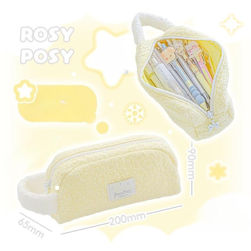 RosyPosy soft set music note woolen pencil bag ins wind plush winter large capacity pencil bag zipper stationery bag