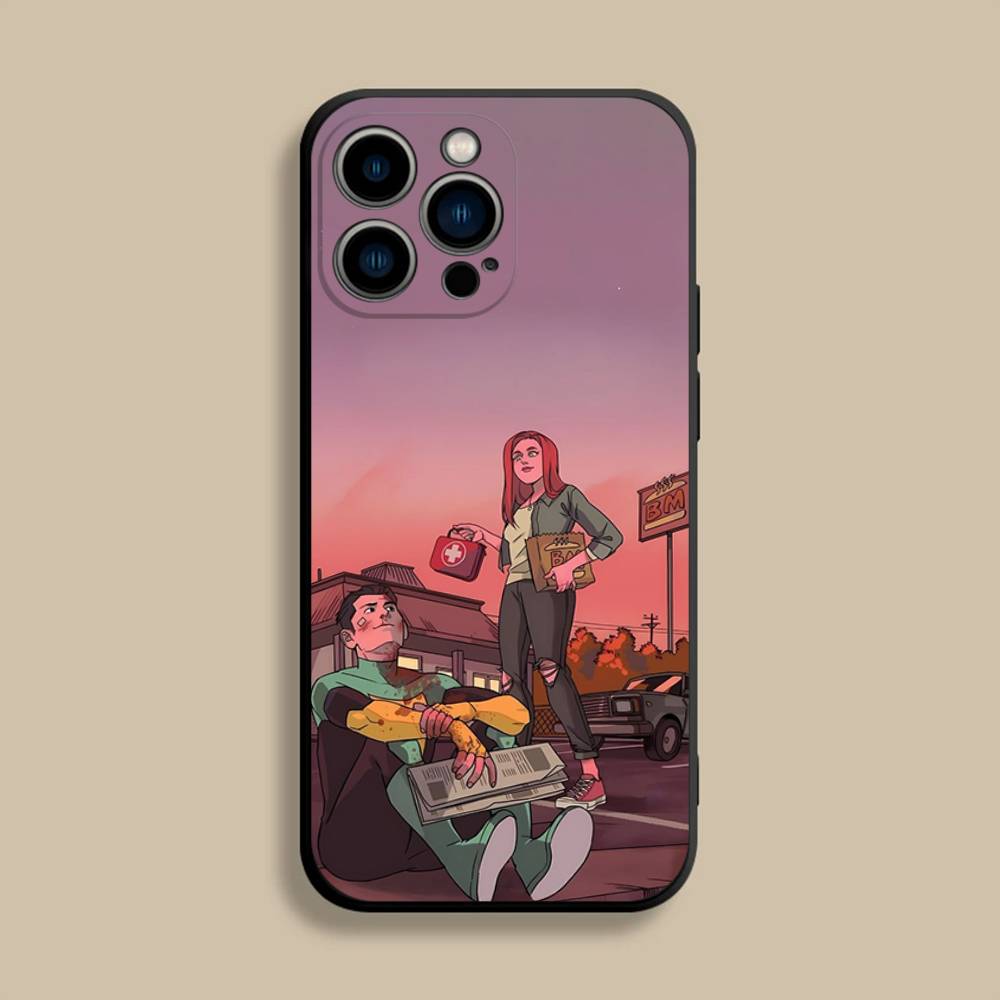 I-Invincible Wallpaper Cool Phone Case For iPhone 17,16,15,14,13,12,11,Pro,Max,Plus,E,SE4,Air,Mini Black Soft Cover