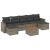 8 Piece Garden Sofa Set with Cushions Gray Poly Rattan