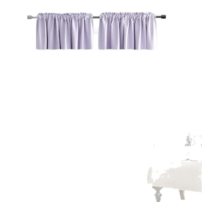 Light Purple Solid Color Sheer Curtain Panel Bedroom Kitchen Living Room Small Window Rod Hanging Blackout Valance