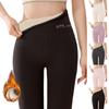 Женские повседневные брюки с высокой талией, однотонные флисовые термолеггинсы, зимние длинные флисовые брюки для бега из плюша