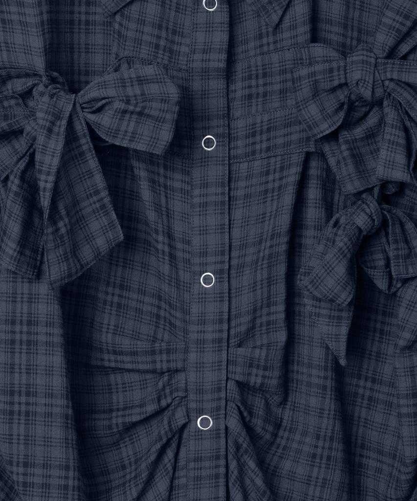 MILLO WOMEN Ribbon Tie Shirt [Navy]
