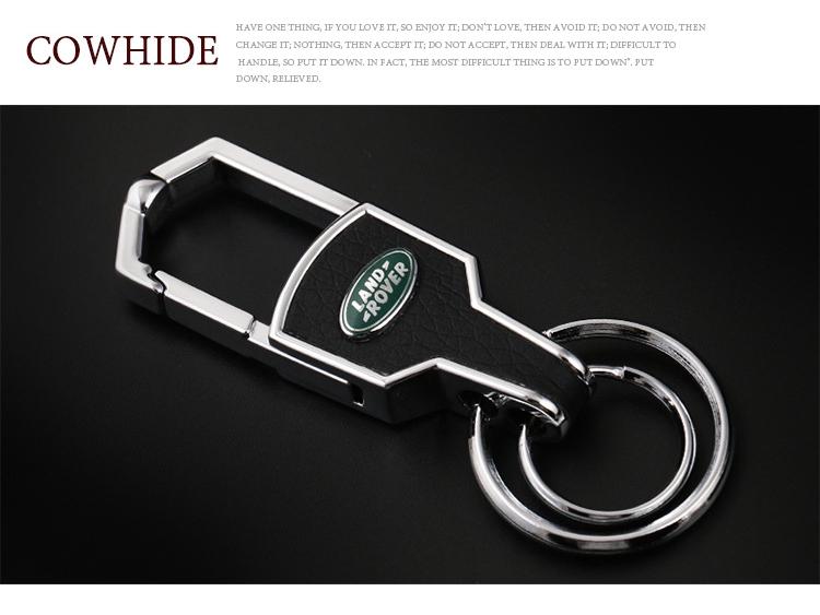 Diamond-Studded Metal & Leather Car Keychain with Double-Sided Logo