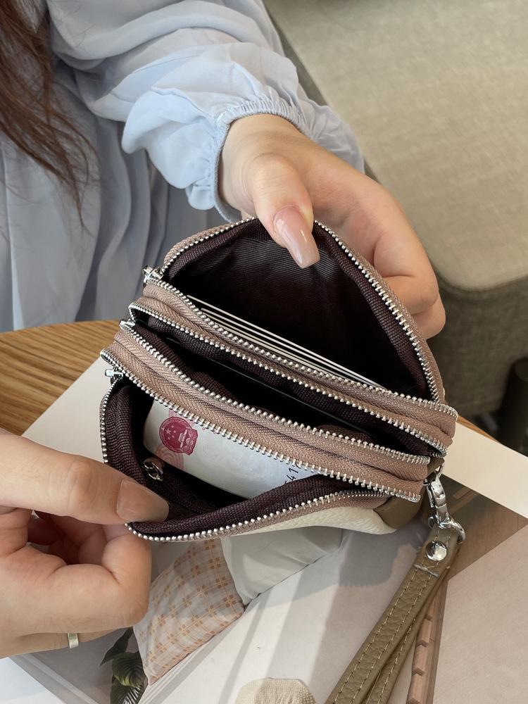 2025 Women's Cute Cartoon Leather Coin Purse: Cowhide Wristlet with Triple Zipper Key Storage