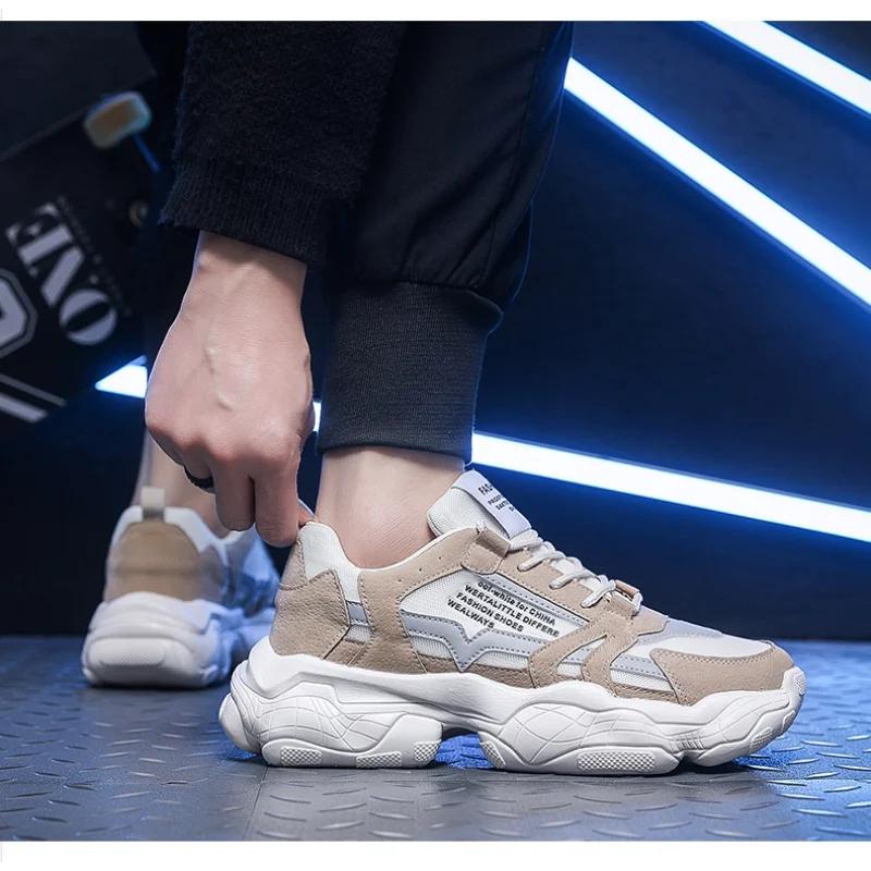 Мужские повседневные кроссовки, модная обувь на платформе, мужские уличные кроссовки на шнуровке, удобные дышащие кроссовки Tenis Masculino