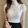 Casual Women Clothing Knitted T-Shirt Women Tops Solid High Stretch Slim Women Blouses  Summer Tee Shirt