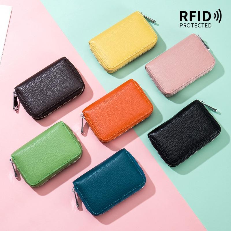 Кошелек-кардхолдер На молнии Мужской из коровьей кожи RFID-защита от кражи Магнитная кожа Женский держатель для карт