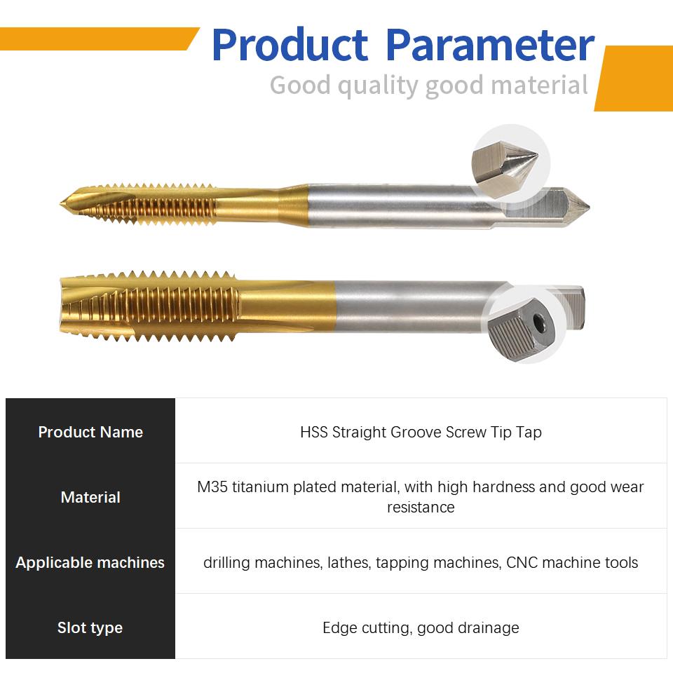 RIGTIP HSS Cobalt Containing Tip Screw Tap Machine Tap Drill Tool Stainless Steel Special Titanium-Plated Thread Tapping M3-M16 Thread Lock3