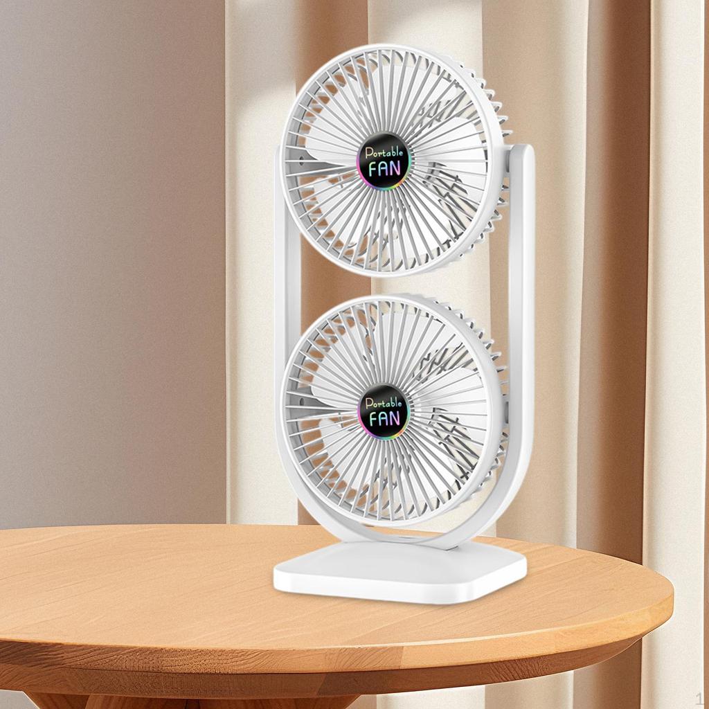 Desk Fan 3 Speeds Lightweight Double Head Electric for Bedroom Office Kitchen Home Dorm