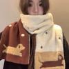 Cartoon puppy double-sided polka dot knitted plush scarf female 1116 autumn and winter Korean atmosphere versatile and warm