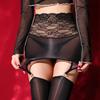 Цветочный кружевной пэчворк Масляная блестящая мини-юбка с высокой талией Колготки для коллокации Подвязка для чулок Женское сексуальное нижнее белье