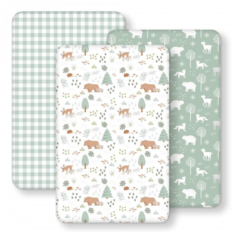Soft Cotton Crib Fitted Sheet Baby Nursery Bedding Set Pure Color Breathable Double Layer Infant Bed Cover