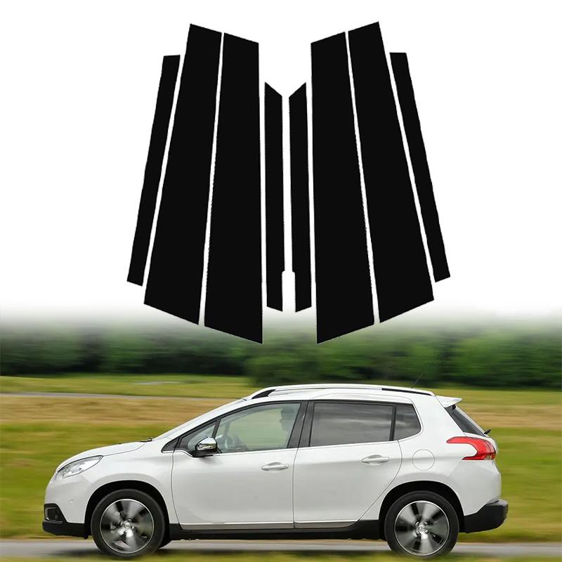 8 шт. Накладки на стойки BC автомобильных дверей и окон, наклейки из ПК-материала, подходят для Peugeot 2008 2014-2018