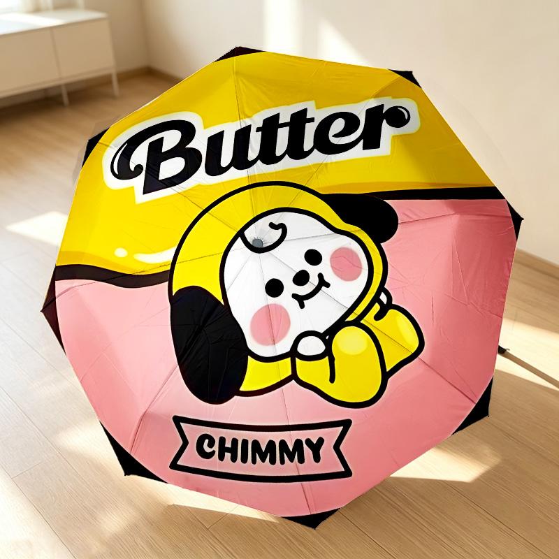 Butter Chimmy 8 Ribs 3Fold Black Glue Uv Protection Umbrella Sun Protection Rainproof Compact Folding Umbrella For Travel Daily Use C924371