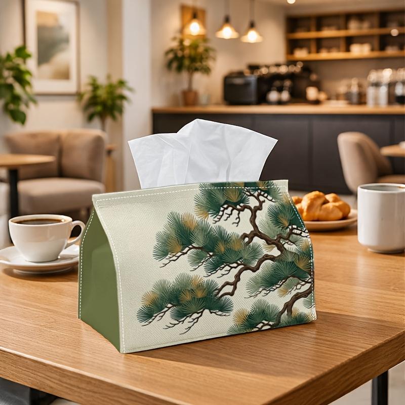 1pc Japanese Oriental Zen Tissue Box - Pine Tree Branch Botanical Napkin Storage Box, Suitable for Rolls/Facial Tissues/Single Sheets, Multi-Functiona