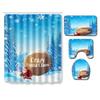 Christmas Shower Curtain Floor Mat Combination Four-Piece Set Kitchen Door Mat Bedroom Living Room Carpet