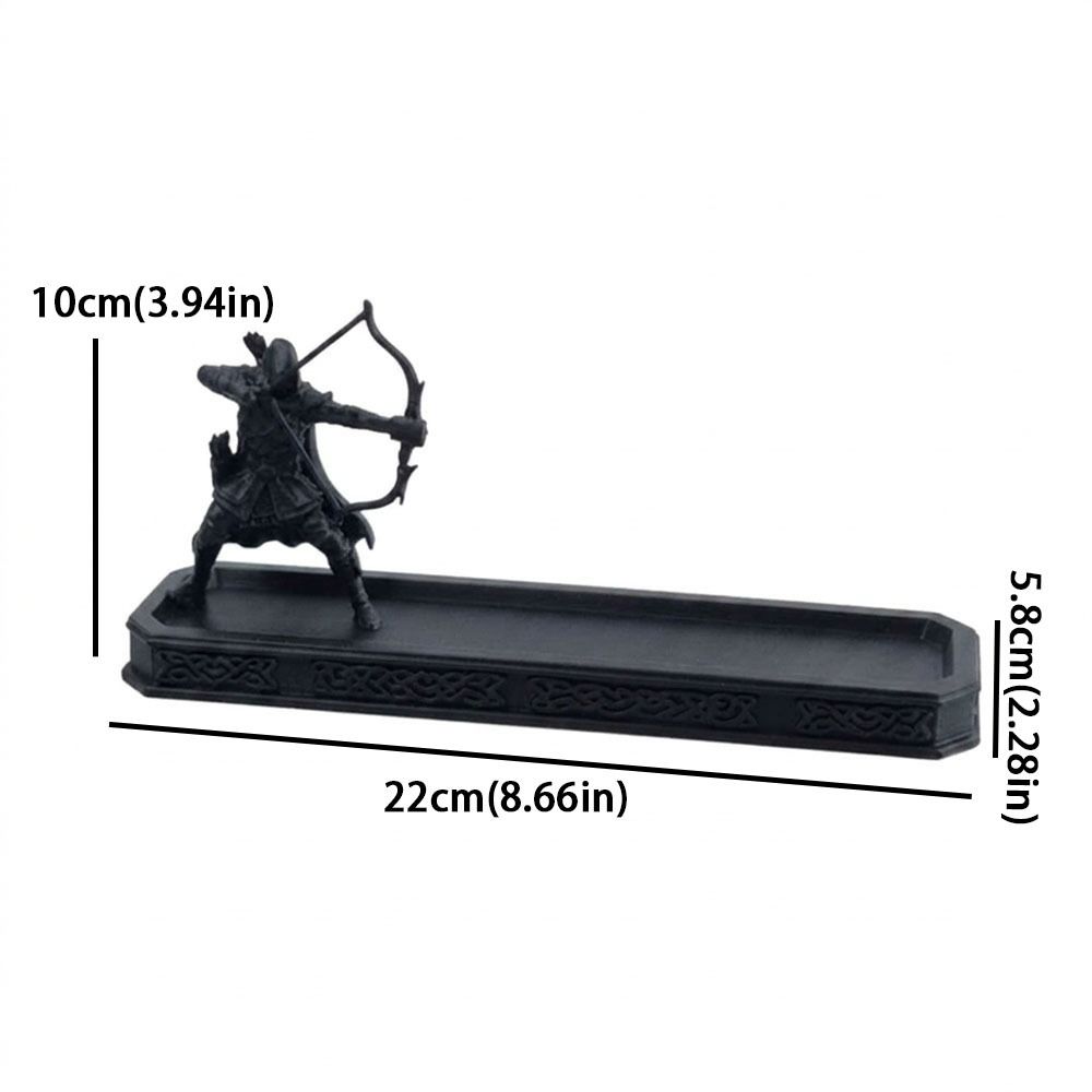 3D Printed Archer Figurine Stick Incense Holder Chinese Style Long Ash Catcher Incense Tray Office