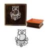 Printtoo Brown Wooden Rubber Stamp Owl Pattern Square Craft Textile Stamps-2 X 2
