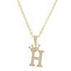 Unisex Fashion Crown A-Z Alphabet Pendant Vintage Chain Necklaces Hip-Hop Style Crystal Zircon Punk MIT