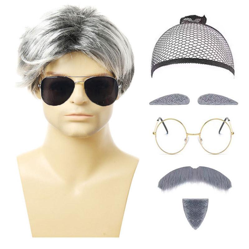Premium Short Length Grandfather Wig Realistic Bald Head Costume Accessory For All Skin Tones