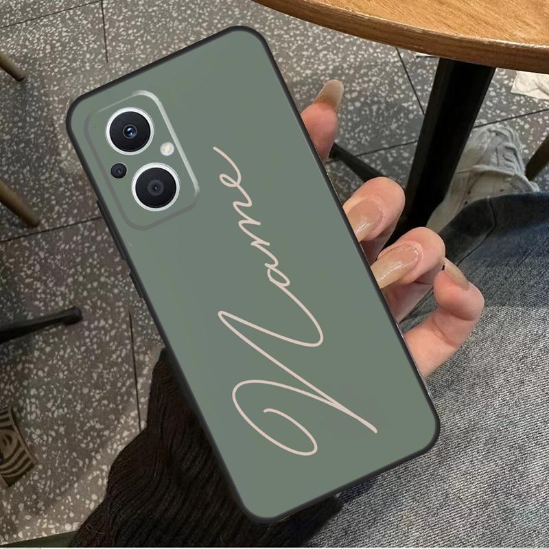 Sage Green Personalized Name Case For OPPO Reno 7 8 10 Pro 8T 2Z 4Z 5Z 6 Lite OPPO Find X6 Pro X2 X5 Lite X3 Neo Cover