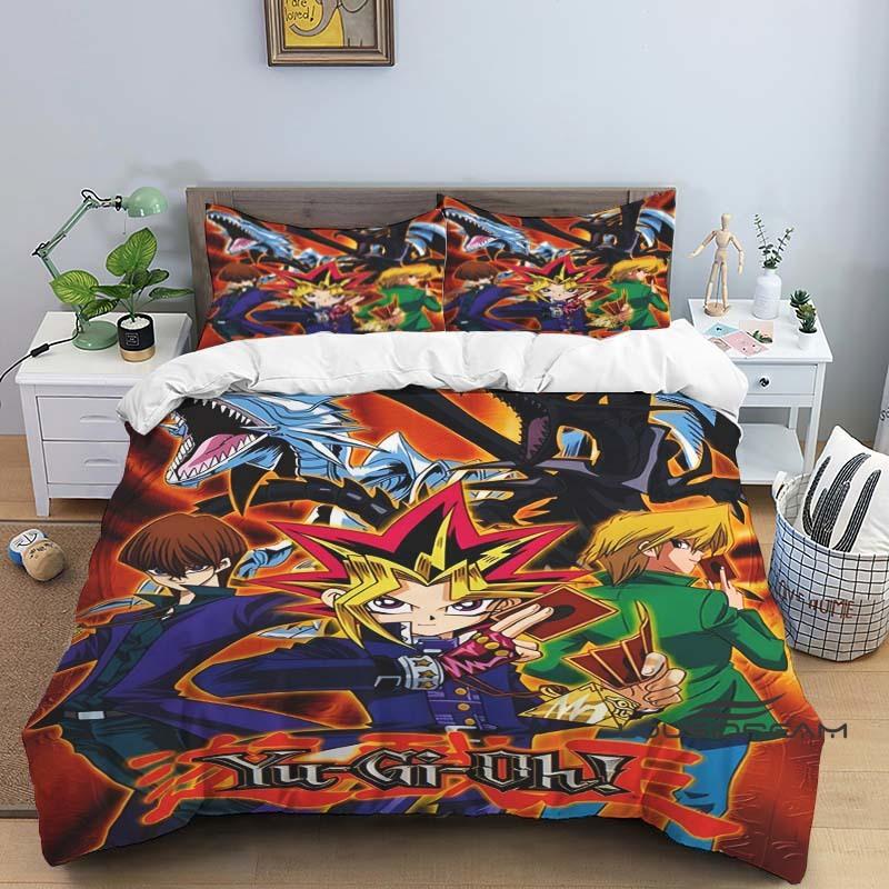 This three-piece cartoon-print (Yu-Gi-Oh!) bedding set—including one duvet cover and two pillowcases—makes for the perfect holid