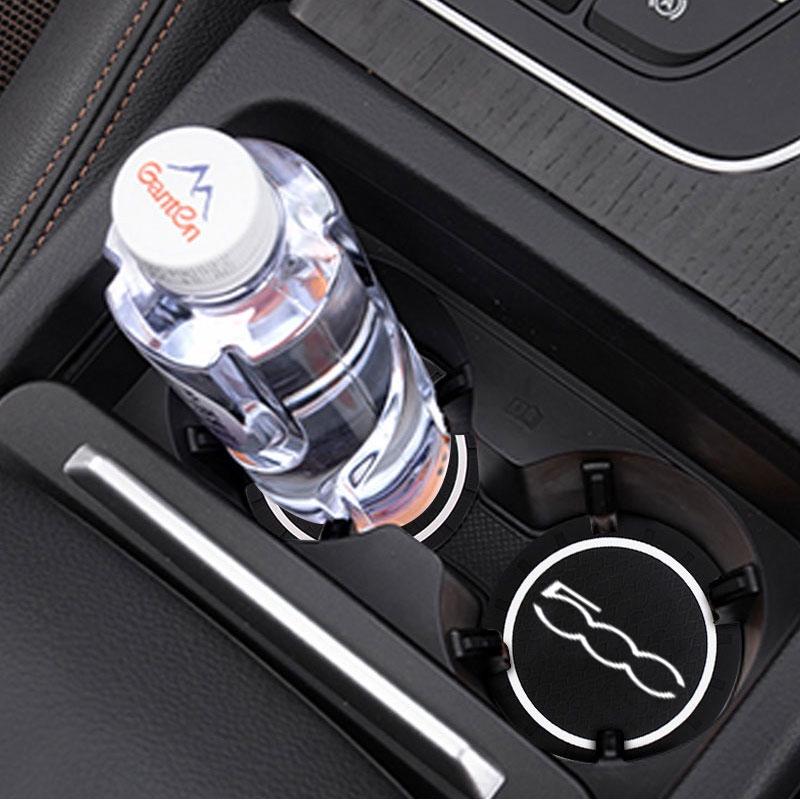 2pcs Car Coaster Decorate Accessories Water Cup Slot Cas For Fiat 500 Punto For Abarth Stilo Palio Bravo Doblo Auto Styling