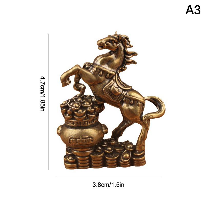 Brass Horse Figurines Chinese Year Zodiac Horse Ornament Feng Shui Lucky Statue Home Office Desktop Decoration Crafts