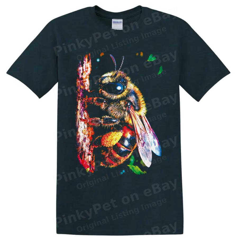 Bumblebee T Shirt w/ Colorful Botanical Art Nature Lover Graphic Tee Gift Idea
