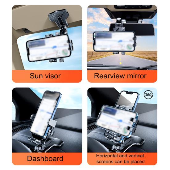 Автомобильный держатель для телефона, регулируемое на 360 градусов крепление для приборной панели, универсальный пружинный зажим, многофункциональное автоматическое крепление для мобильного телефона, опорный кронштейн, аксессуары для телефонов