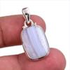 Natural Blue Lace Agate Gemstone Handmade 925 Solid Silver Pendant 1.25'' M4B67