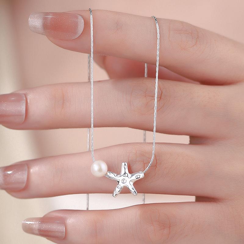 Персонализированное ожерелье из жемчуга с морской звездой на осень и зиму, простая и свежая цепочка для свитера