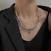 Niche Design Sense Reflective Beaded Cross Splicing Necklace Ins Wind Double-layer Necklace Personality Cool Collarbone Chain