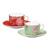 NARUMI набор чашек и блюдец для сада 270 куб. см красный зеленый 2 узора набор цветочный узор современный классический узор пара чашек для чая и кофе блюдце милый стильный подарок