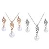 Trendy Women Crystal Earrings Spiral Pearl Necklace Korean Style Pendant Rhinestone Jewelry Set