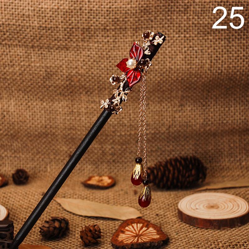 Новые Роскошные Заколки для Волос с Цветами Ручной Работы, Винтажные Деревянные Китайские Заколки-Шпильки для Волос для Женщин, Украшения для Волос, Головные Украшения