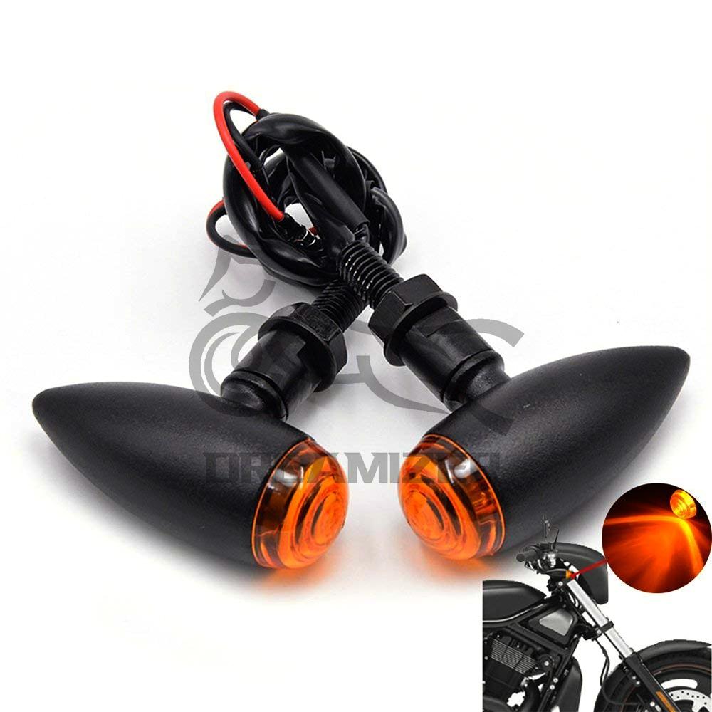 2 шт., универсальный мотоцикл, Янтарный светодиодный мини-пуля, указатели поворота, мигающие огни, лампа для Harley Cafe Racer Bobber